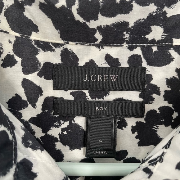 Chic JCrew snow leopard print collared button down shirt boy cut 100% cotton Y2K - Picture 5 of 7